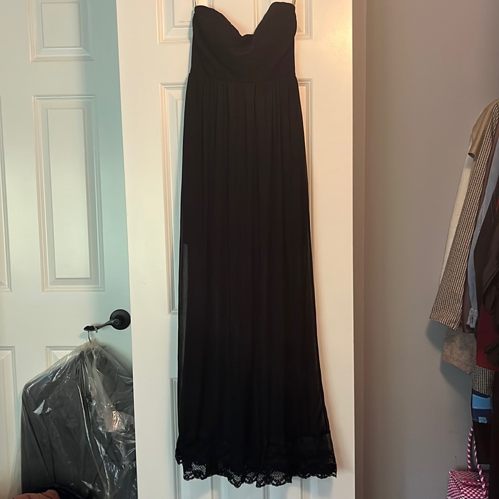 Windsor Long Black Strapless Dress